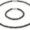 Armband gestrickt, Silber oxidiert