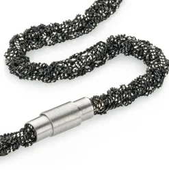 Armband gestrickt, Silber oxidiert