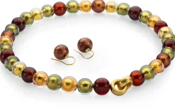 Collier Muranoglas, Bordeaux-Grün-Gold