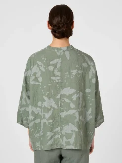 Damenbluse Hanf gemustert