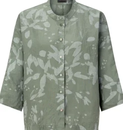 Damenbluse Hanf gemustert