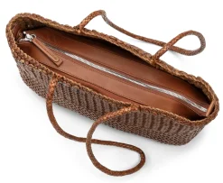 Damen-Ledershopper geflochten, Braun