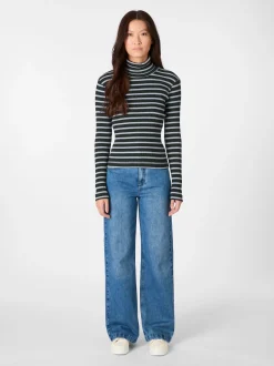 Damen-Rollkragenshirt gestreift