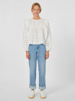 Damen-Stickereibluse mit Volants