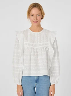 Damen-Stickereibluse mit Volants