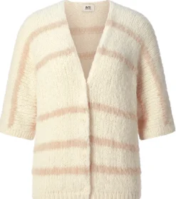 Damen-Strickjacke Halbarm gestreift