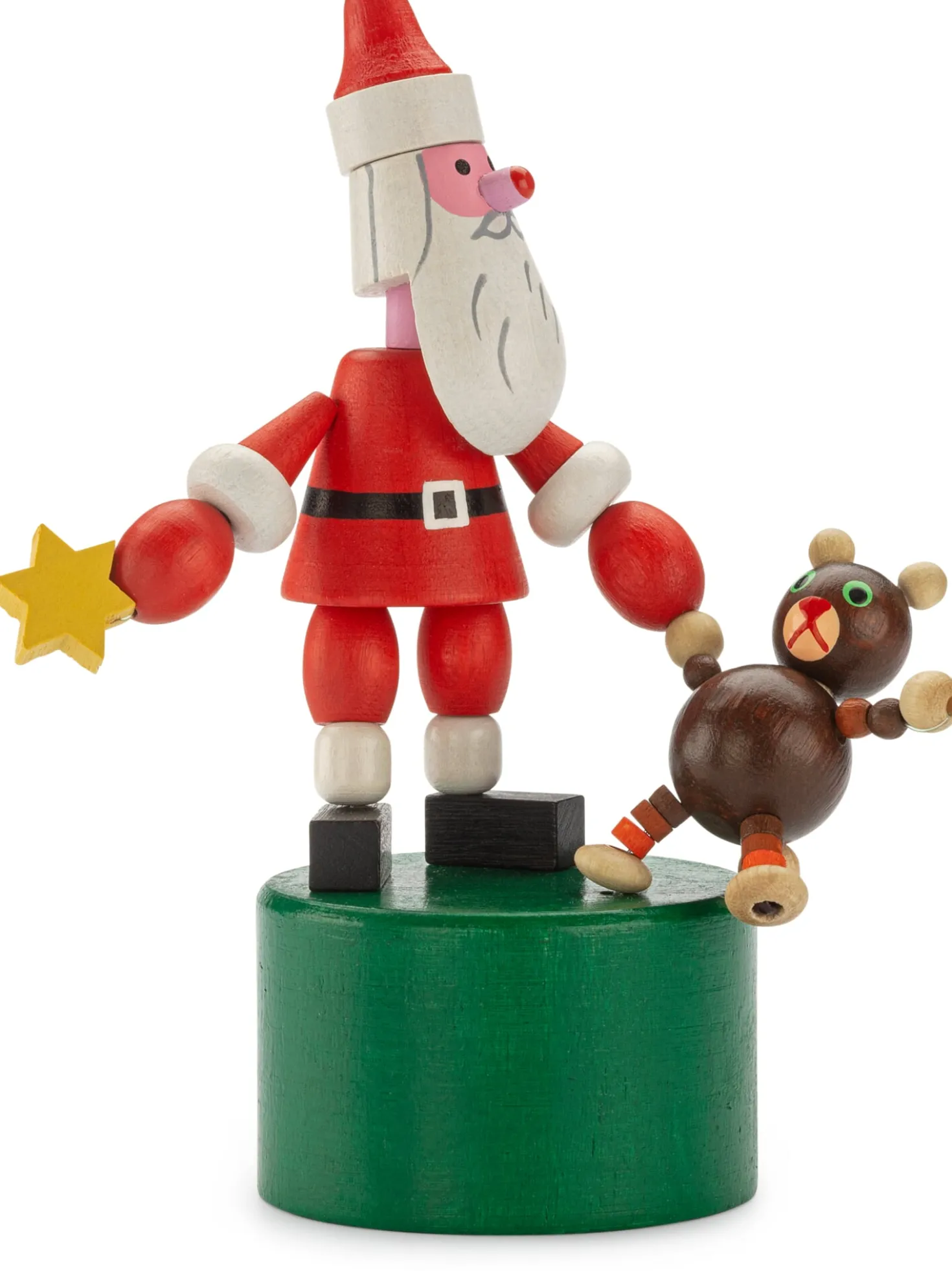 Drückfigur Weihnachtsmann mit Teddybär