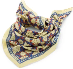 Halstuch N° 680 floral, Natur-Blau-Rot