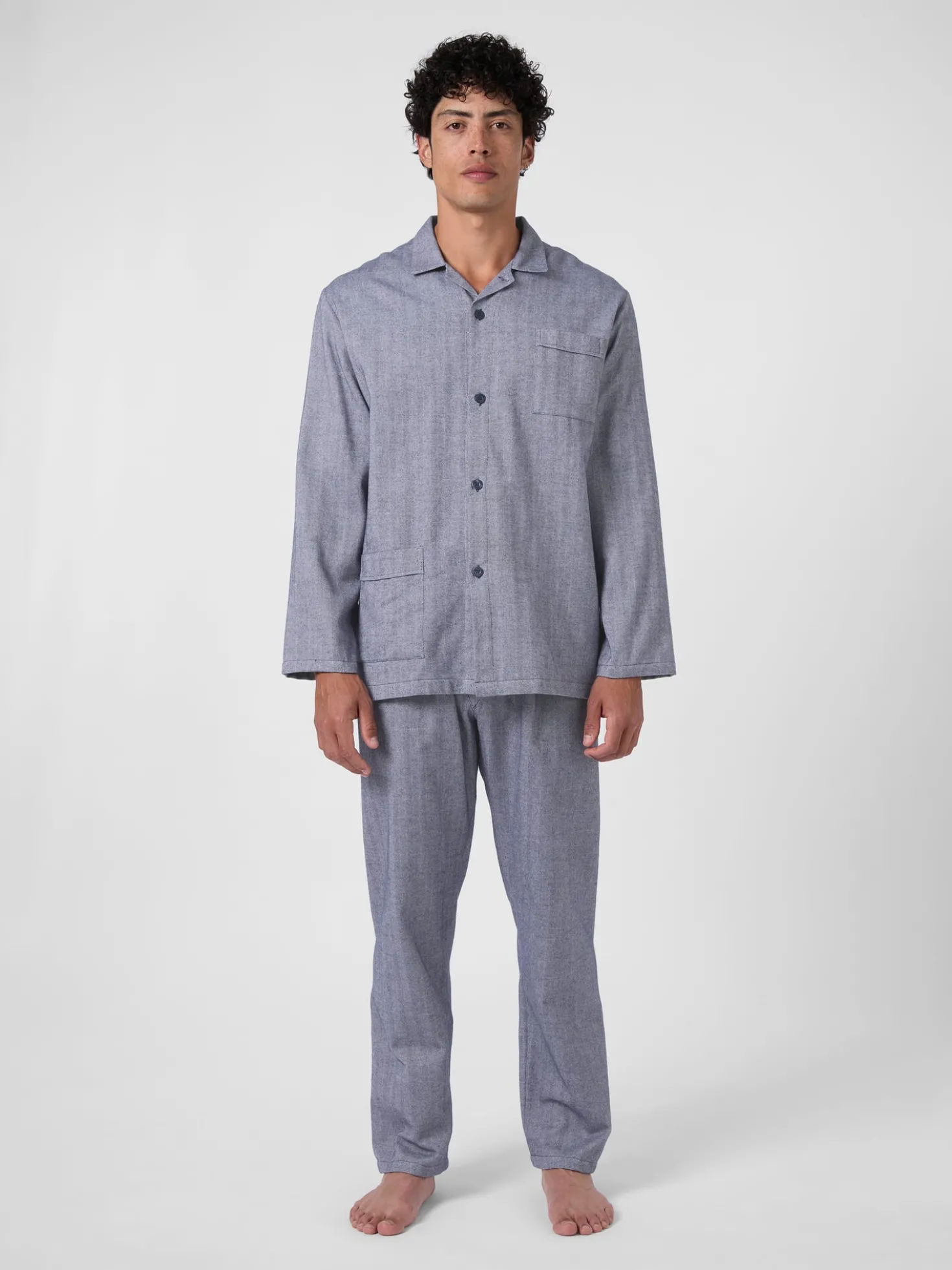 Herren-Flanellpyjama Fischgrat