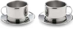 Italienische Cappuccino-Tassen Edelstahl (2 Stück)