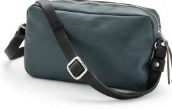 Kleine Handtasche Sattlerriemen, blaugrau