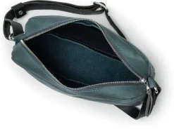 Kleine Handtasche Sattlerriemen, blaugrau