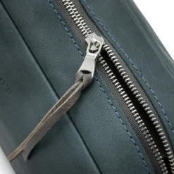 Kleine Handtasche Sattlerriemen, blaugrau
