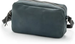 Kleine Handtasche Sattlerriemen, blaugrau