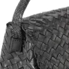 Lederhandtasche geflochten, schwarz