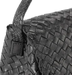Lederhandtasche geflochten, schwarz