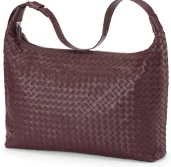 Lederhandtasche geflochten, weinrot