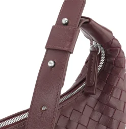 Lederhandtasche geflochten, weinrot