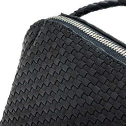 Lederhandtasche geflochten, dunkelblau