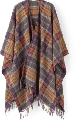 Poncho Lammwolle kariert