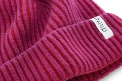 Rippenstrickmütze Kaschmir, Pink-Rot