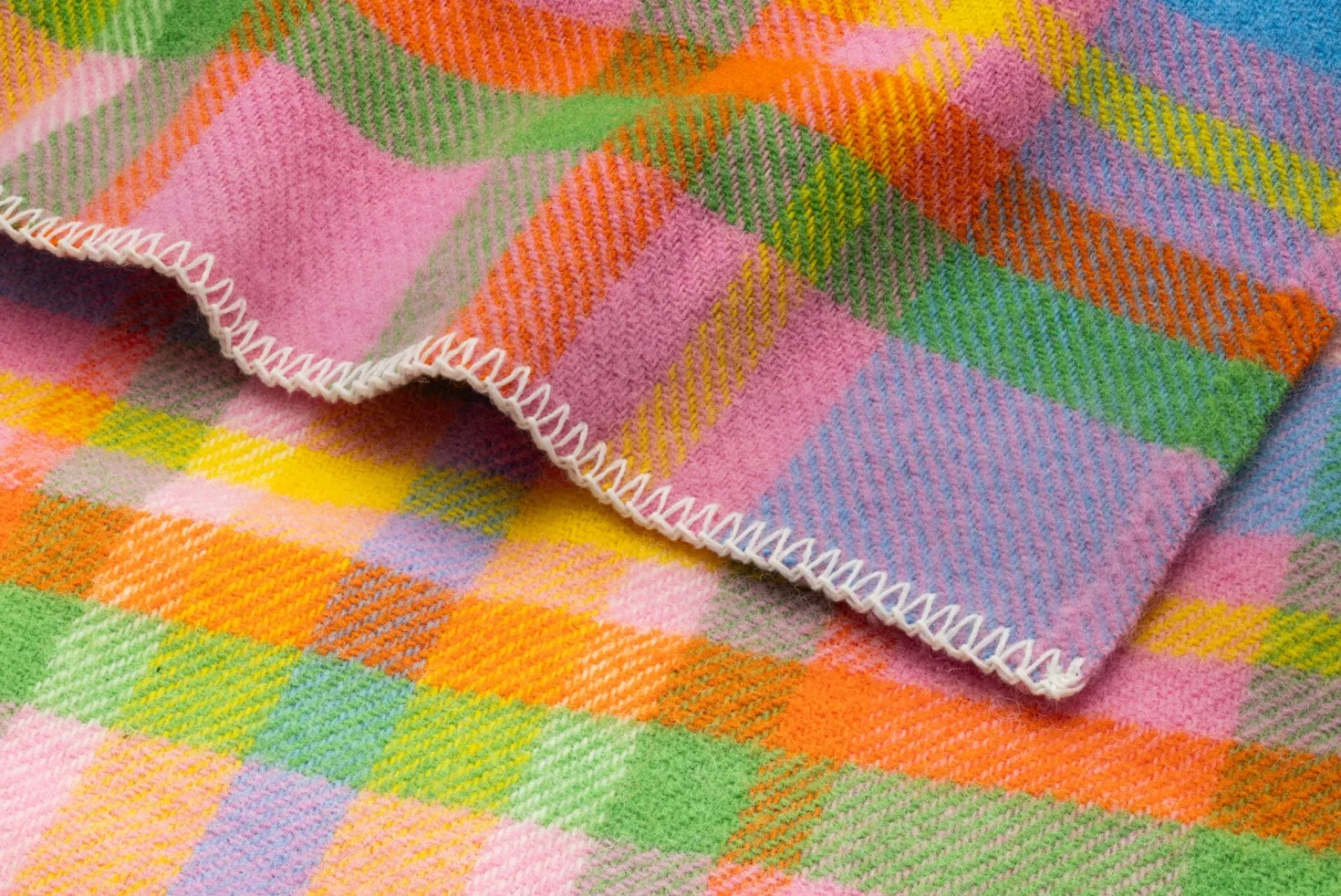Schurwolldecke bunt kariert